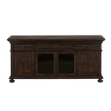 Wooden Media Console with Dentil Molding, Rustic Brown
