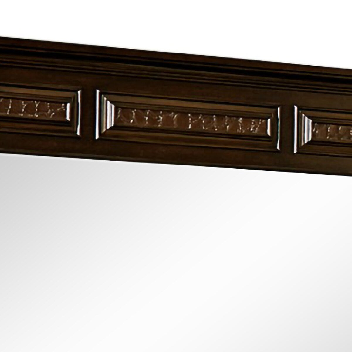 Wooden Mirror with Embossed Textured Details, Cherry Brown
