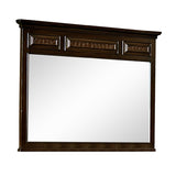 Wooden Mirror with Embossed Textured Details, Cherry Brown