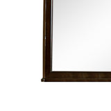 Wooden Mirror with Embossed Textured Details, Cherry Brown