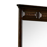 Wooden Mirror with Embossed Textured Details, Cherry Brown