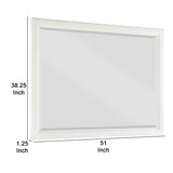 Wooden Mirror with Raised Edges and Molded Details, White