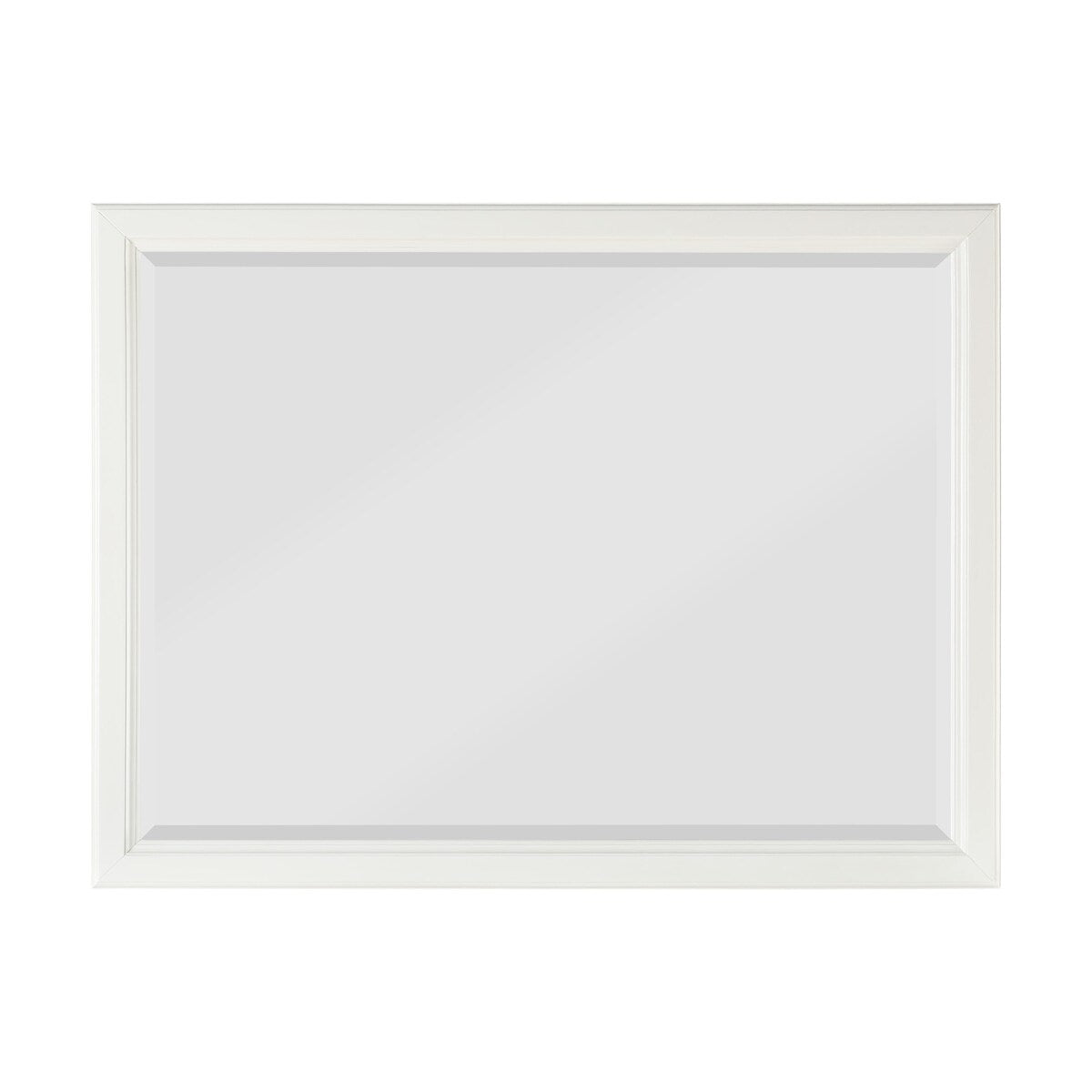 Wooden Mirror with Raised Edges and Molded Details, White