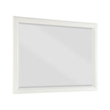 Wooden Mirror with Raised Edges and Molded Details, White