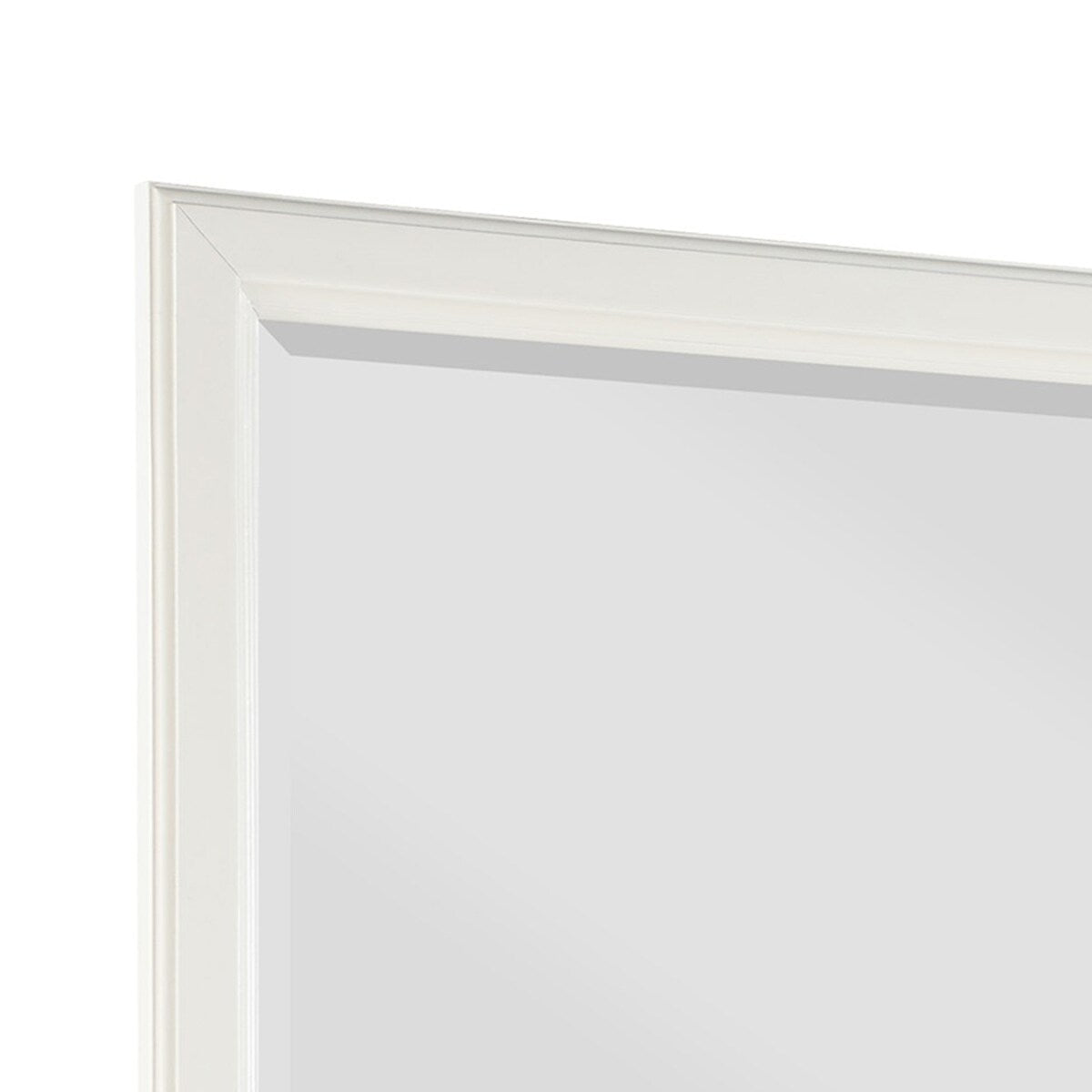 Wooden Mirror with Raised Edges and Molded Details, White
