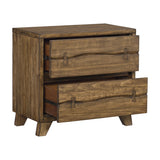 Wooden Nightstand with Chamfered Legs and Knob Pulls, Brown