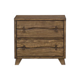 Wooden Nightstand with Chamfered Legs and Knob Pulls, Brown