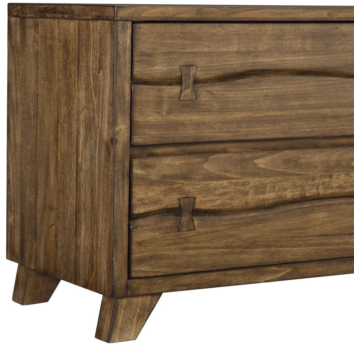 Wooden Nightstand with Chamfered Legs and Knob Pulls, Brown