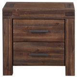 Wooden Nightstand with Exposed Mortise and Tenon Corner Joints, Brown