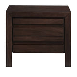 Wooden Nightstand with Two Drawers, Brown