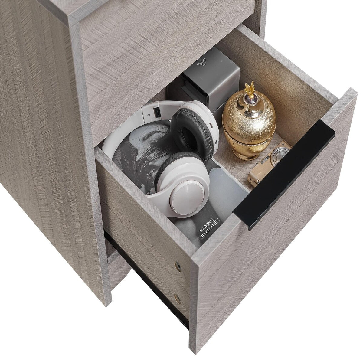 Wooden Nightstand with Two Drawers for Bedrooms and Other Places.