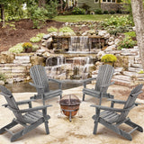 Wooden Outdoor Folding Adirondack Chair Set of 2/4 Wood Lounge Patio Chair for Garden,Half Assembled Backrest