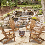 Wooden Outdoor Folding Adirondack Chair Set of 2/4 Wood Lounge Patio Chair for Garden,Half Assembled Backrest