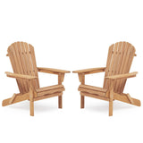 Wooden Outdoor Folding Adirondack Chair Set of 2/4 Wood Lounge Patio Chair for Garden,Half Assembled Backrest
