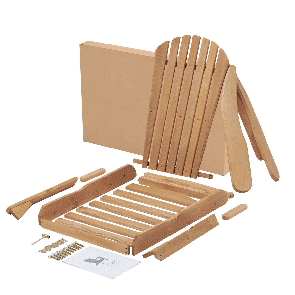 Wooden Outdoor Folding Adirondack Chair Set of 2/4 Wood Lounge Patio Chair for Garden,Half Assembled Backrest