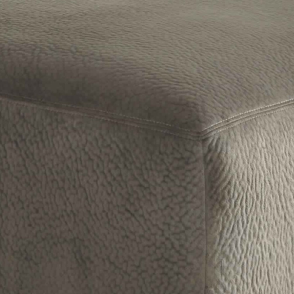 Wooden Oversized Ottoman with Polyester Upholstery and Block Legs, Gray