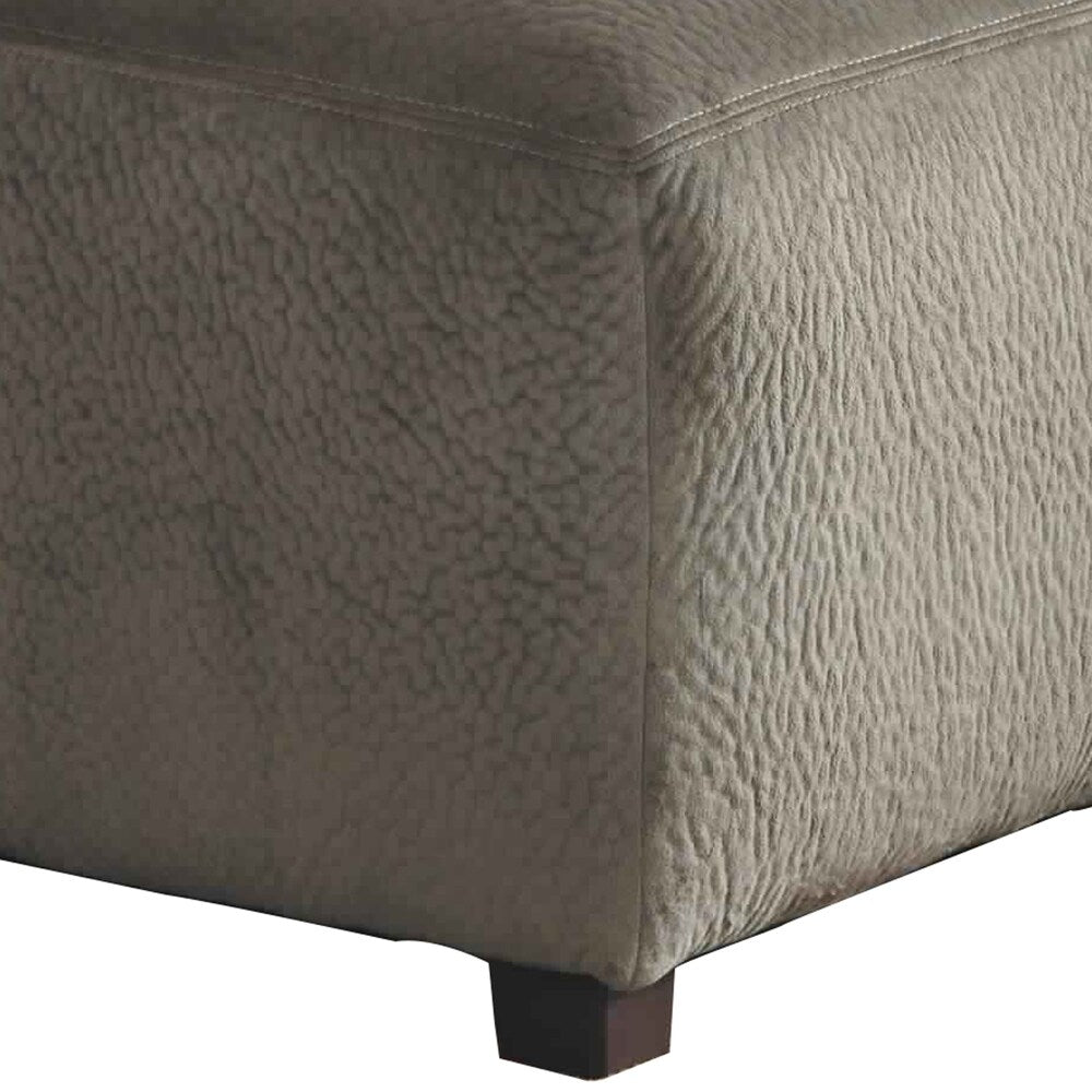 Wooden Oversized Ottoman with Polyester Upholstery and Block Legs, Gray