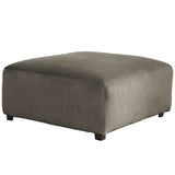 Wooden Oversized Ottoman with Polyester Upholstery and Block Legs, Gray