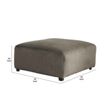 Wooden Oversized Ottoman with Polyester Upholstery and Block Legs, Gray