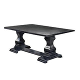 Wooden Pedestal Dining Table in Antique Black Finish