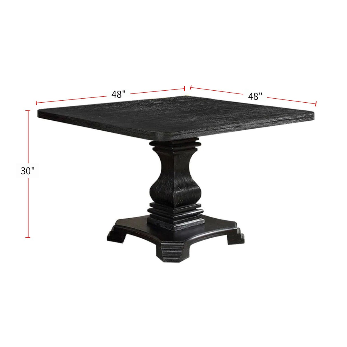Wooden Pedestal Dining Table in Antique Black Finish