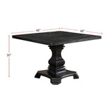 Wooden Pedestal Dining Table in Antique Black Finish
