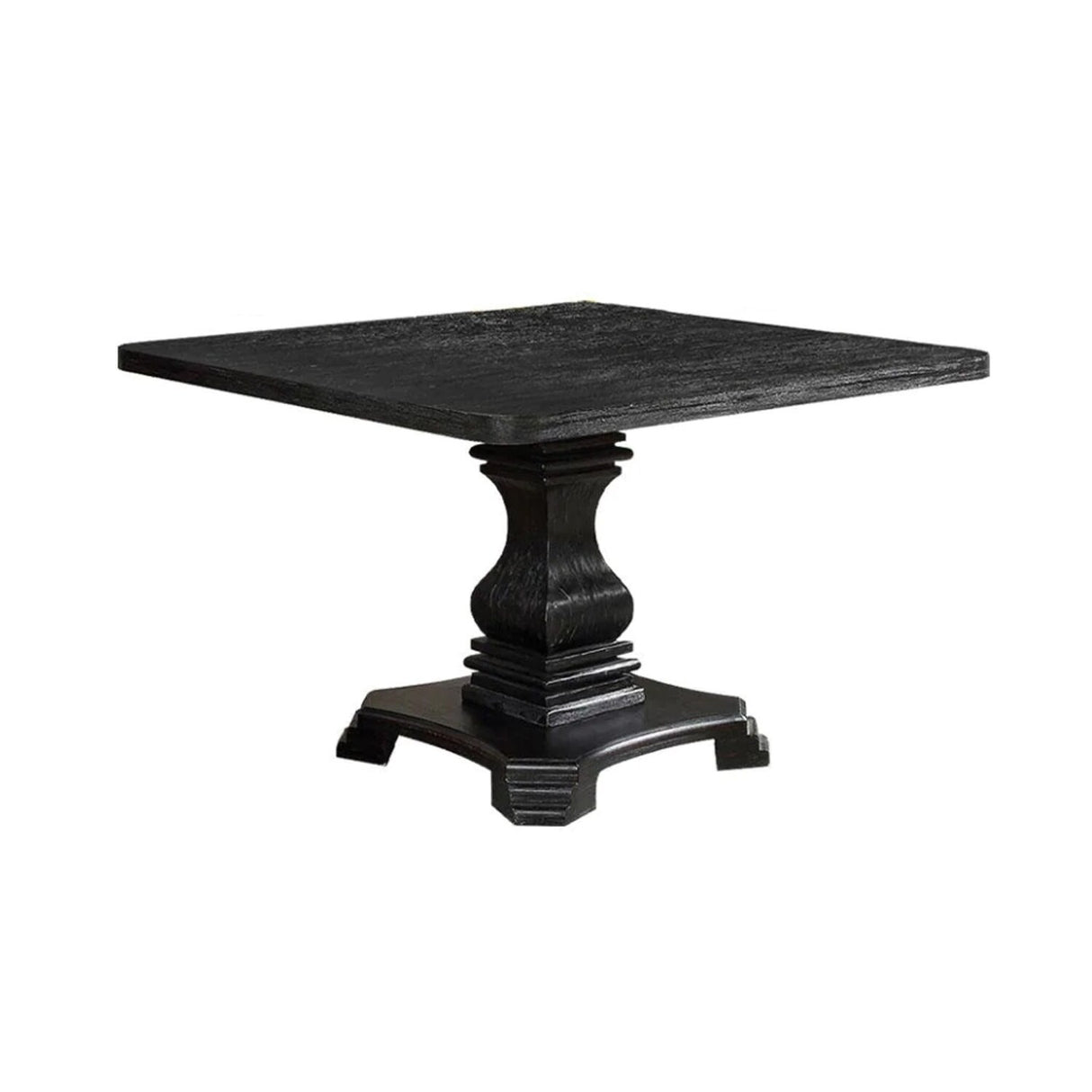 Wooden Pedestal Dining Table in Antique Black Finish