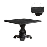 Wooden Pedestal Dining Table in Antique Black Finish