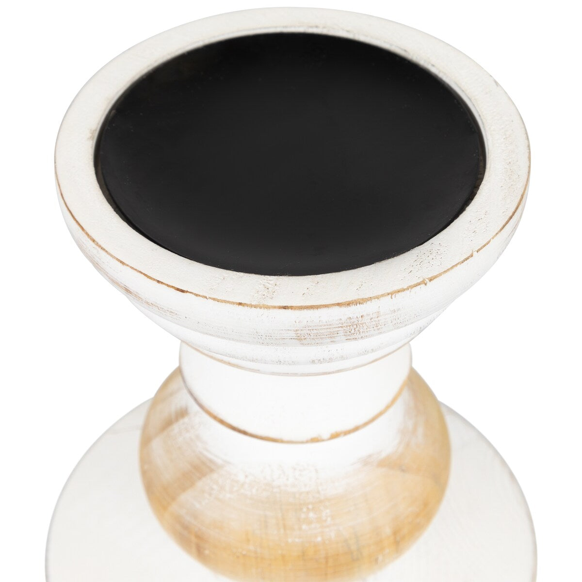 Wooden Pedestal Pillar Candle Holder - 5.5" - Brushed White