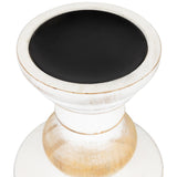 Wooden Pedestal Pillar Candle Holder - 5.5" - Brushed White