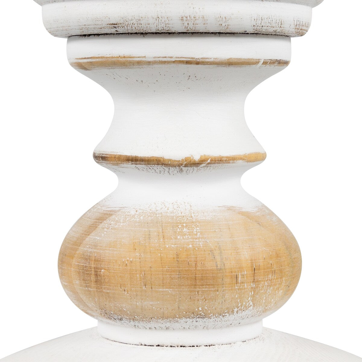 Wooden Pedestal Pillar Candle Holder - 5.5" - Brushed White