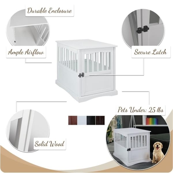 Wooden Pet Crate End Table with Lockable Door