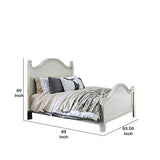 Wooden Plank Design Queen Size Bed with Turned Post, Antique White