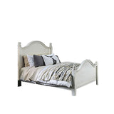 Wooden Plank Design Queen Size Bed with Turned Post, Antique White