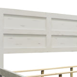 Wooden Queen Bed with Panel Headboard and Grain Details, White