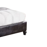 Wooden Queen Size Bed with Leatherette Padded Headboard and Footboard, Black