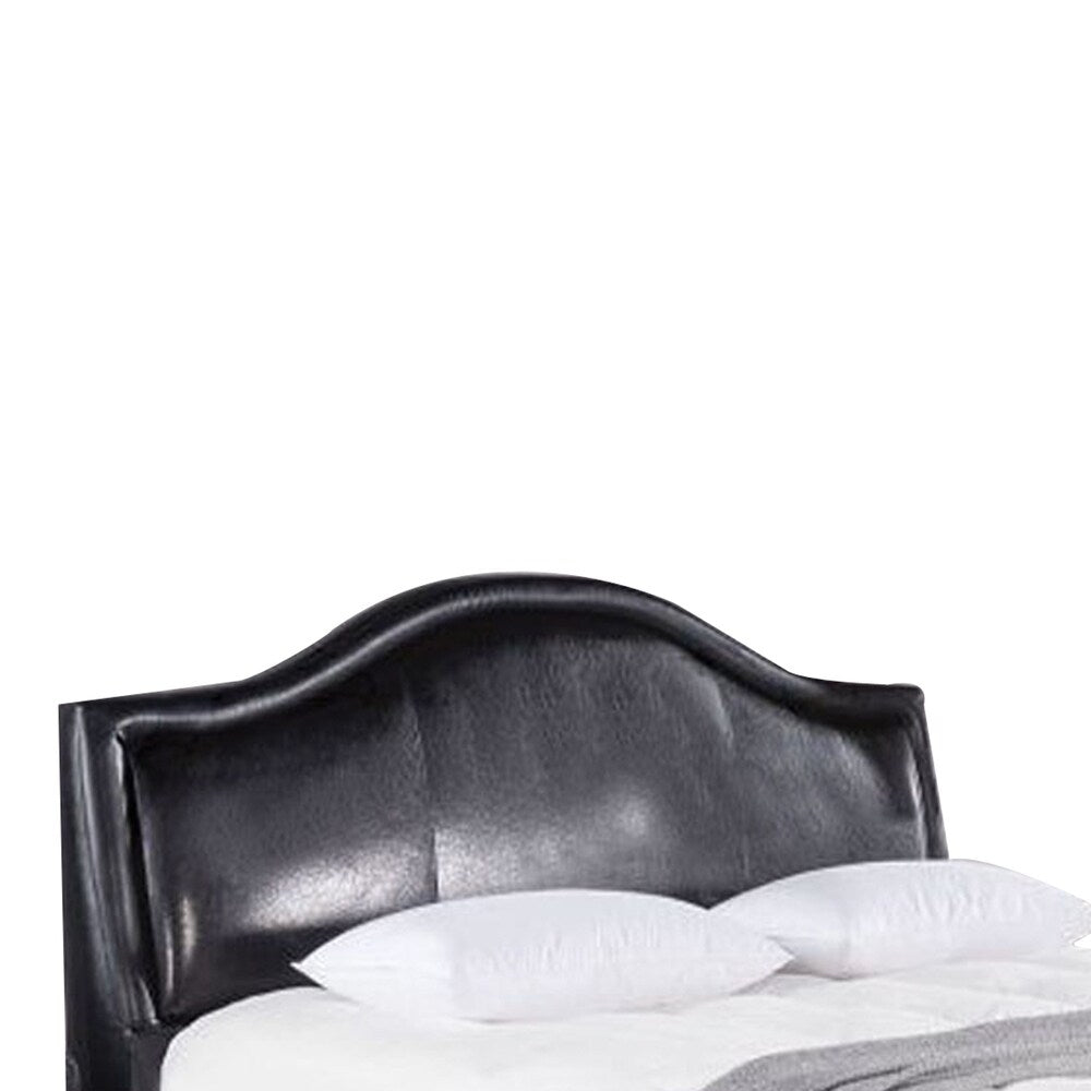 Wooden Queen Size Bed with Leatherette Padded Headboard and Footboard, Black