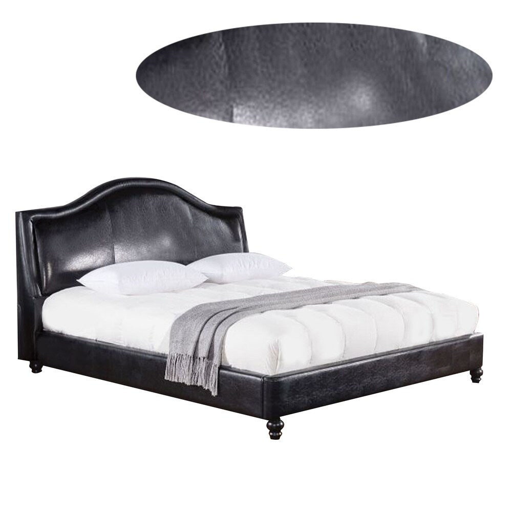 Wooden Queen Size Bed with Leatherette Padded Headboard and Footboard, Black
