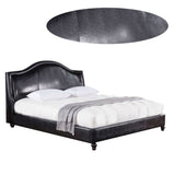 Wooden Queen Size Bed with Leatherette Padded Headboard and Footboard, Black