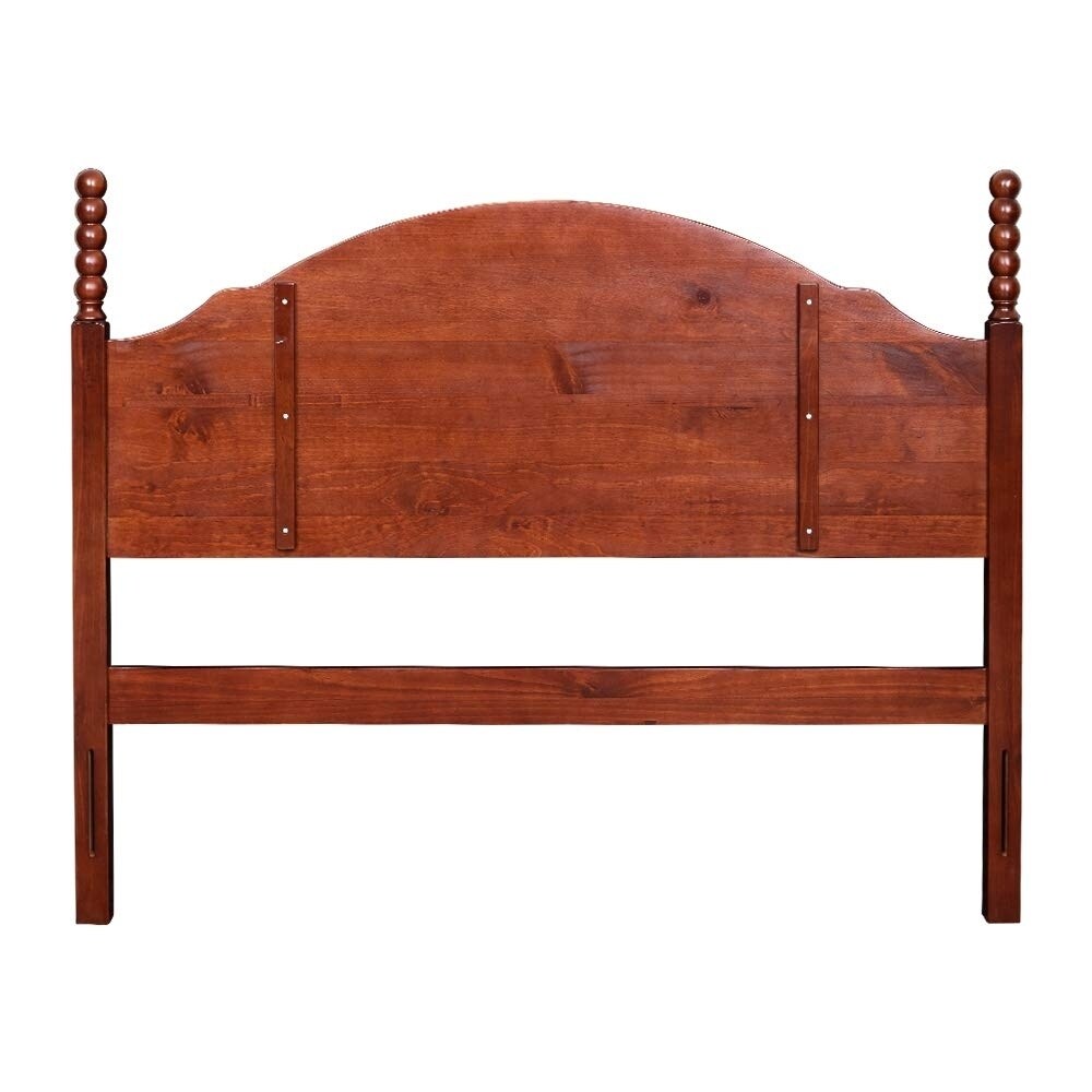 Wooden Queen Size Transitional Headboard with Turned Posts, Dark Brown