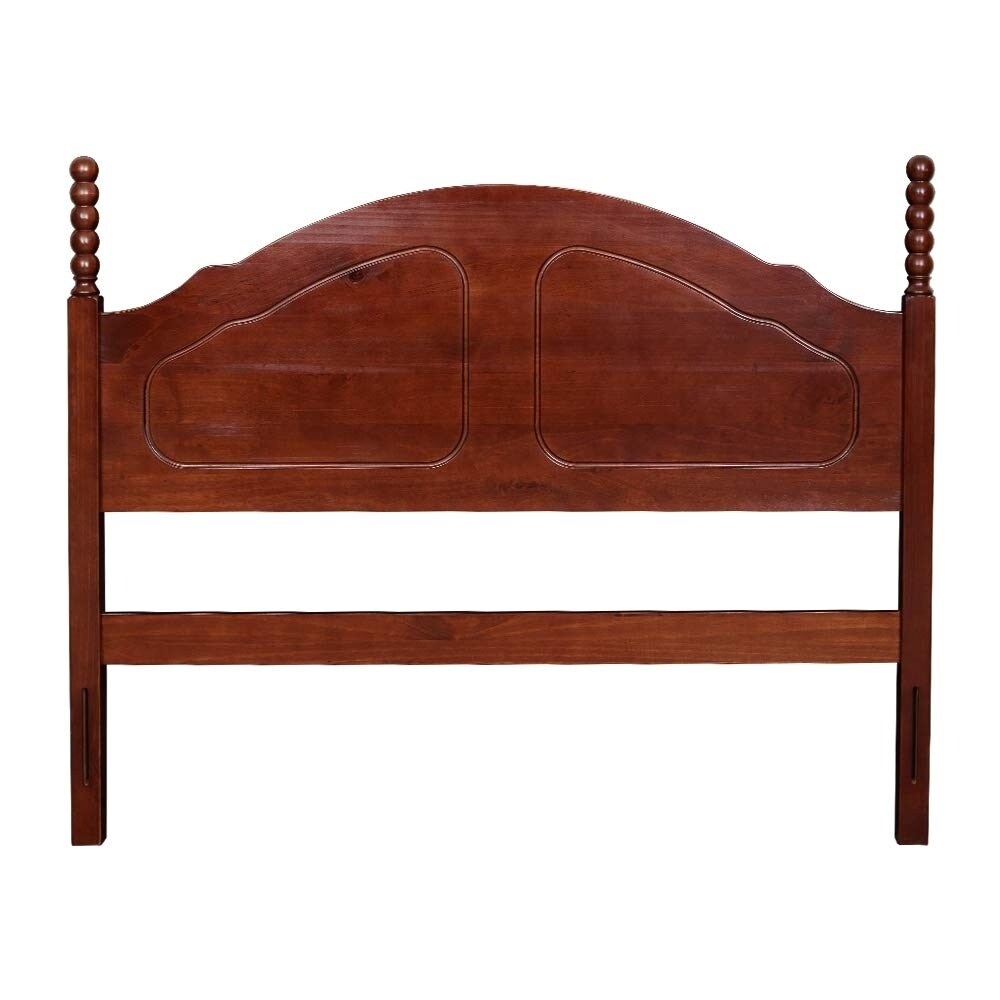 Wooden Queen Size Transitional Headboard with Turned Posts, Dark Brown