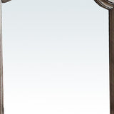 Wooden Rectangular Shape Mirror with Scalloped Top, Brown and Silver