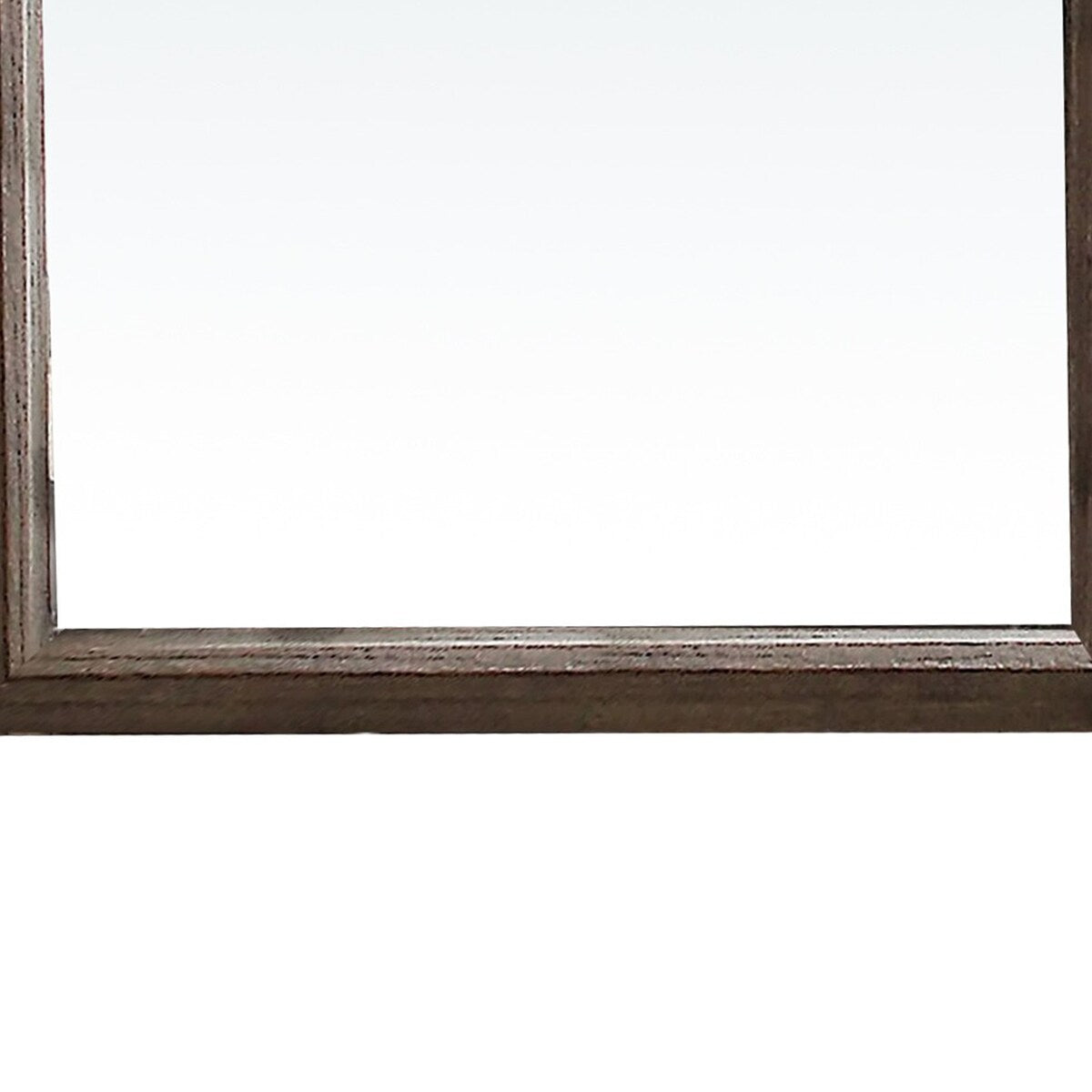 Wooden Rectangular Shape Mirror with Scalloped Top, Brown and Silver