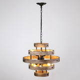 Wooden Rustic Lantern Chandelier, 6-Light Contemporary Pendant Light - N/A