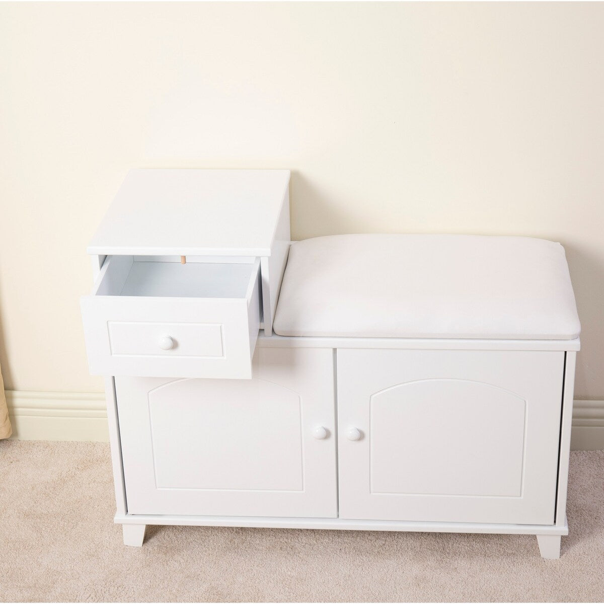 Wooden Shoe Storage Bench Shoe Ottoman Cabinet with Drawer