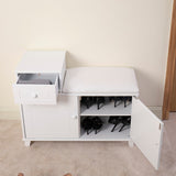 Wooden Shoe Storage Bench Shoe Ottoman Cabinet with Drawer