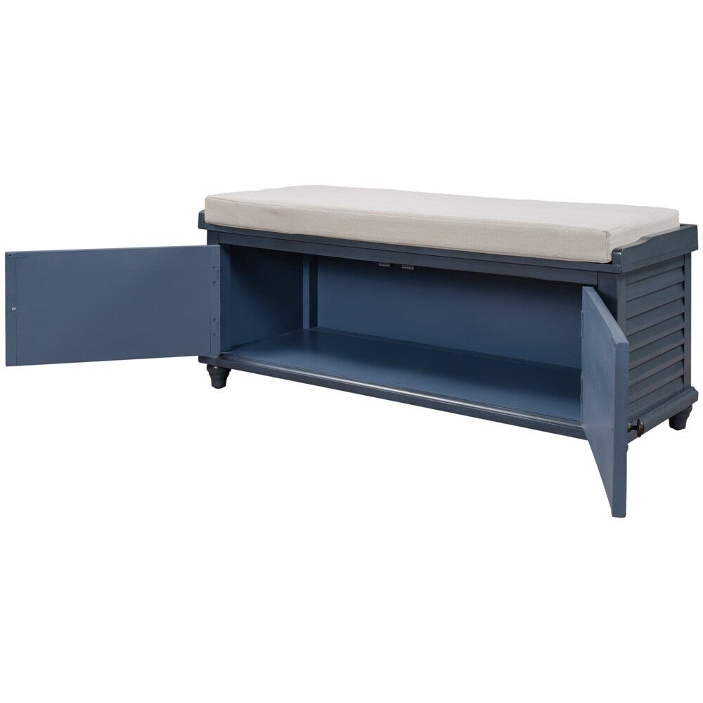 Wooden Shoe Storage Bench with Removable Cushion, Cabinet