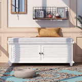 Wooden Shoe Storage Bench with Removable Cushion, Cabinet