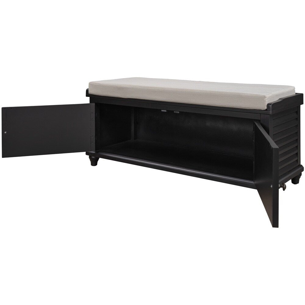 Wooden Shoe Storage Bench with Removable Cushion, Cabinet