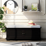 Wooden Shoe Storage Bench with Removable Cushion, Cabinet